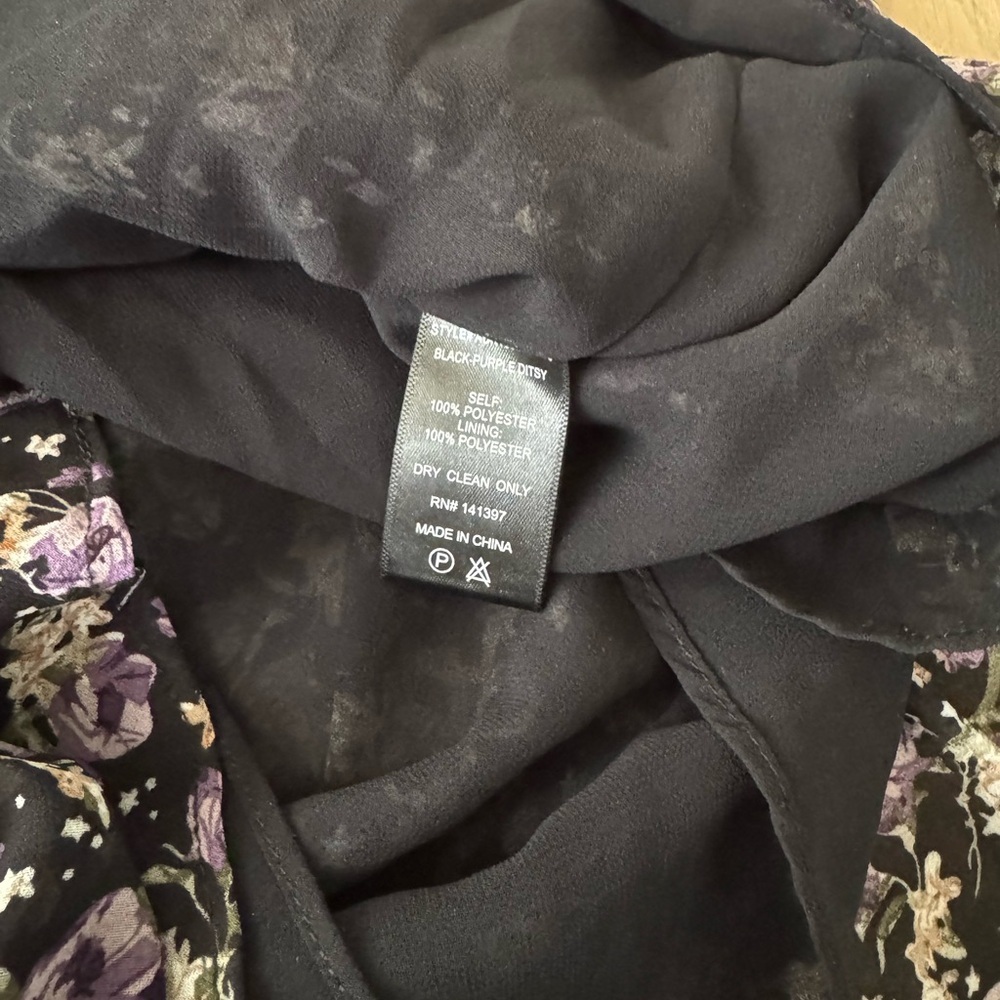 ASTR the Label Sweetheart Cutout Dress Black-Purple Ditsy Print Size Medium - Picture 11 of 11